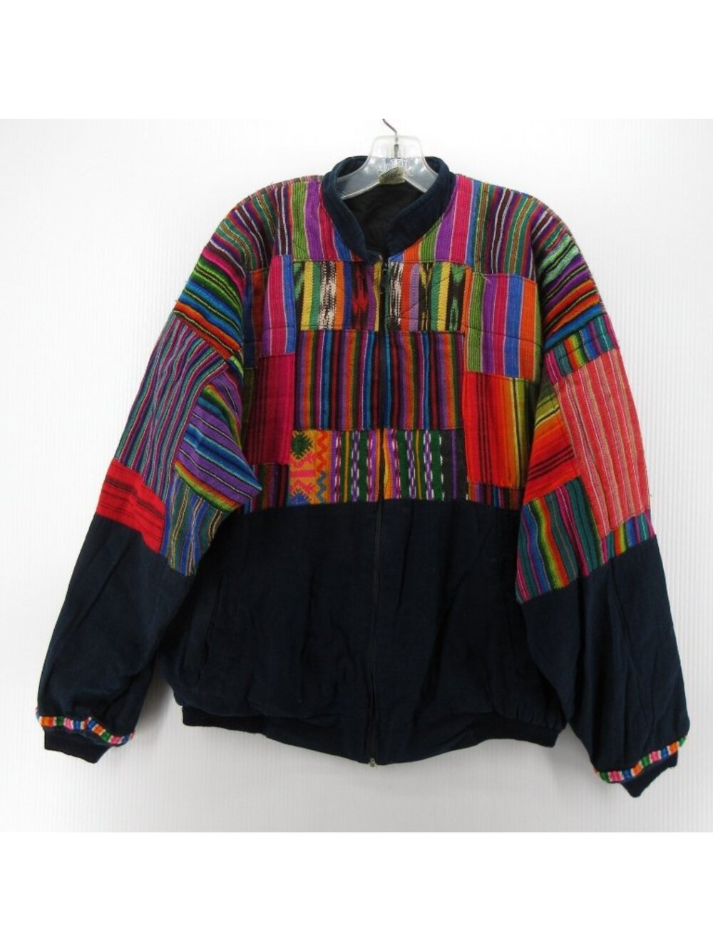 VINTAGE Guatemalan Jacket XL Patchwork Bomber Boho Fernandos Handmade